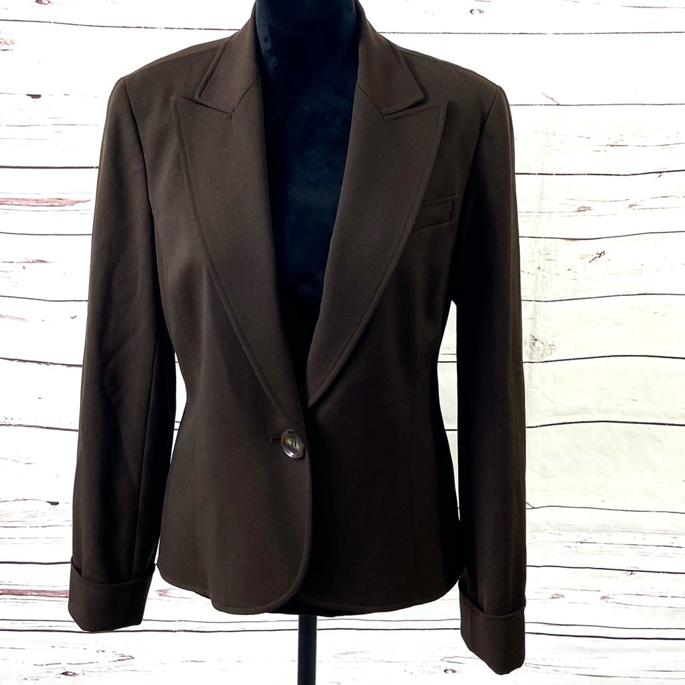 Lafayette New York 148 Jacket Women’s 8 Brown Blazer Long Sleeves Wool Blend